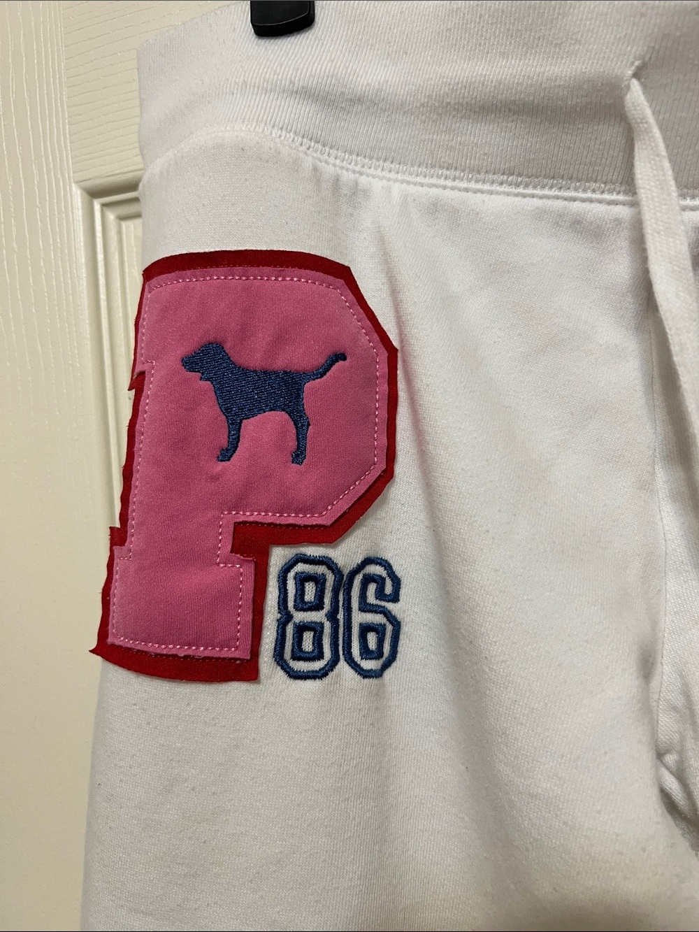 Pink P Logo White Jogger Sweatpants size S- - Picture 2 of 6